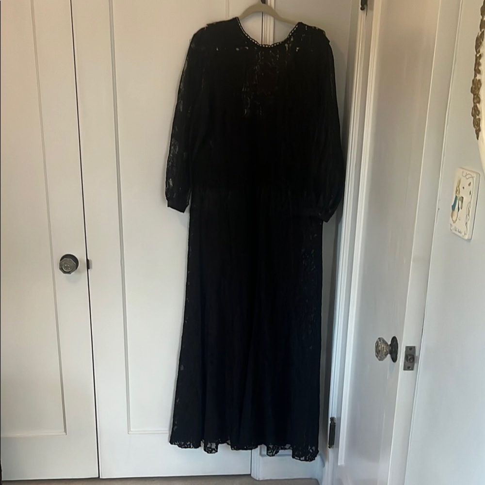 Johnny Was Black Bishop Sleeve Tiered Dress